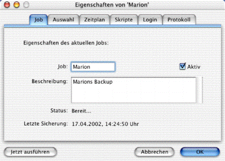 Eigenschaften eines Jobs